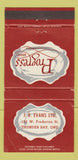 Matchbook Cover - Progress Brand Clothes JB Evans Thunder Bay ON WORN 30 Strike
