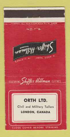 Matchbook Cover - Shiffer Hillman Clothes Orth London ON 30 Strike