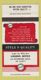 Matchbook Cover - Forsyth Men's Clothes London ON WEAR 30 Strike