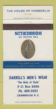 Matchbook Cover House of Hobberlin Clothes Darrell's Cranbrook BC WEAR 30 Strike