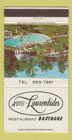 Matchbook Cover - Hotel Motel Laurentides Bastogne Beauport QC 30 Strike