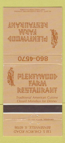 Matchbook Cover - Plentywood Farm Restaurant Bensenville IL 30 Strike