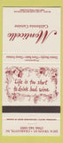 Matchbook Cover - Monticello California Cuisine Charlotte NC 30 Strike