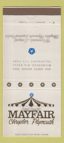 Matchbook Cover - Mayfair Chrysler Plymouth Milwaukee WI 30 Strike
