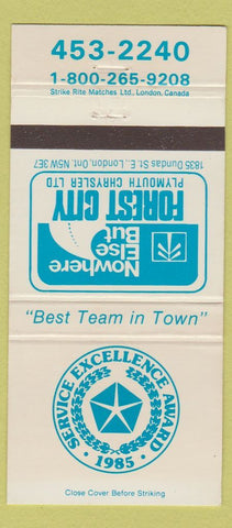 Matchbook Cover - Forest City Plymouth Chrysler London ON 30 Strike