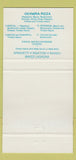 Matchbook Cover - Olympia Pizza Vancouver BC 30 Strike