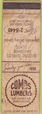 Matchbook Cover - Combs Lumber Zanesville OH WEAR