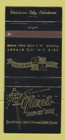 Matchbook Cover - Glen's Hik'ry Inn Oklahoma City OK 30 Strike
