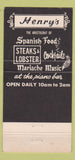 Matchbook Cover - Henry's Restaurants Newport Beach CA 30 Strike