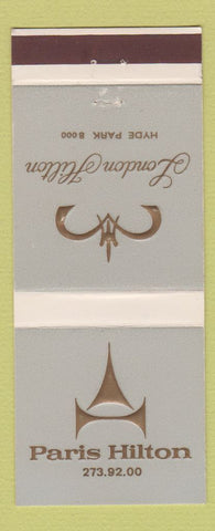Matchbook Cover - Paris Hilton Hotel London UK England France 30 Strike