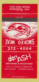 Matchbook Cover - Den Ash Restaurant Deli Montreal QC 30 Strike