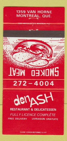 Matchbook Cover - Den Ash Restaurant Deli Montreal QC 30 Strike