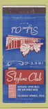 Matchbook Cover - Skyline Club Ent Air Force Base Colorado Springs 30 Strike