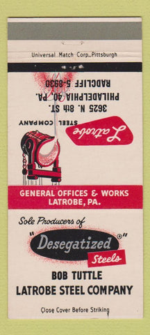 Matchbook Cover - Latrobe Steel Company Philadelphia PA 30 Strike