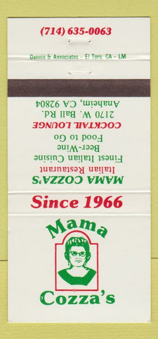 Matchbook Cover - Mama Cozza's Italian Restaurant Anaheim CA 30 Strike