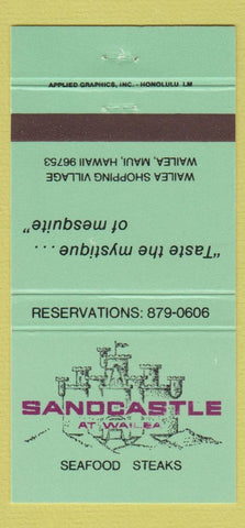 Matchbook Cover - Sandcastle Seafood Steaks Wailea Maui Hawaii 30 Strike