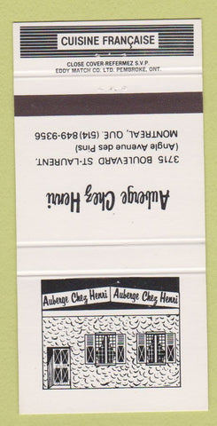 Matchbook Cover - Auberge Chez Henri Montreal QC 30 Strike