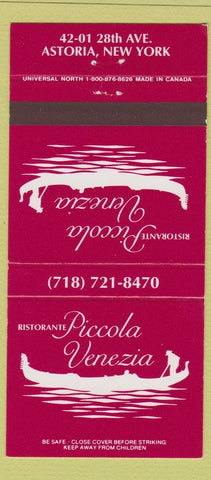 Matchbook Cover - Ristorante Piccola Venezia Astoria NY 30 Strike
