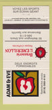 Matchbook Cover - Adam and Eve Brasserie L'Emerillon Sherbrooke QC 30 Strike
