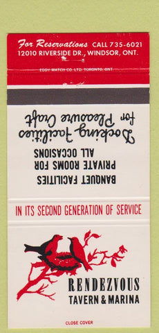 Matchbook Cover - Rendezvous Tavern Marina Windsor ON 30 Strike
