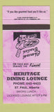 Matchbook Cover - Heritage Dining Lounge St Paul AB 30 Strike
