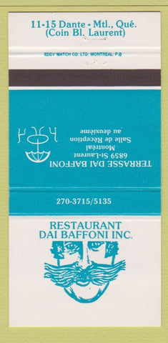 Matchbook Cover - Restaurant Dai Baffoni Montreal QC 30 Strike