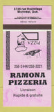 Matchbook Cover - Ramona Pizza Montreal QC PINK 30 Strike