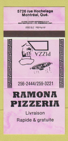 Matchbook Cover - Ramona Pizza Montreal QC PINK 30 Strike