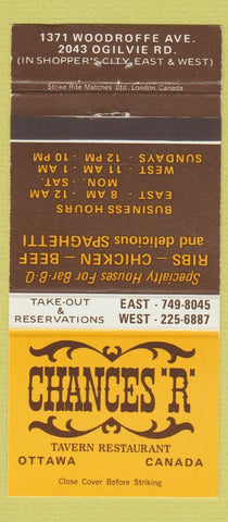 Matchbook Cover - Chances R Tavern Ottawa ON 30 Strike