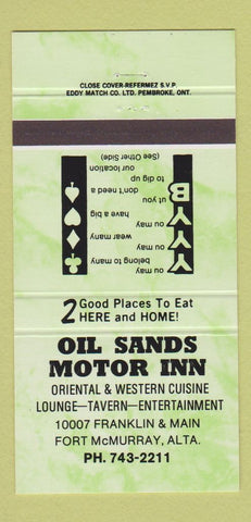 Matchbook Cover - Oil Sands Motor Inn Fort McMurray AB 30 Strike
