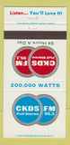 Matchbook Cover - CKDS FM Radio Canada 30 Strike