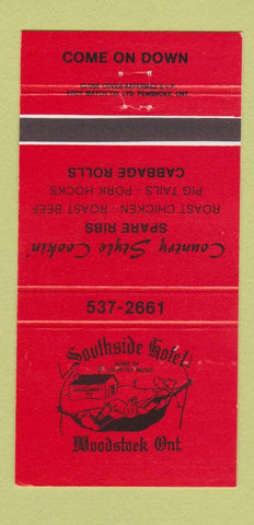 Matchbook Cover - Southside Hotel Woodstock ON 30 Strike