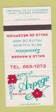 Matchbook Cover - Restaurant Arpege Bar Salon Laval QC 30 Strike