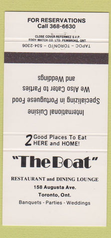 Matchbook Cover - The Boat Restaurant Toronto ON 30 Strike