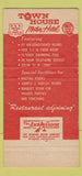 Matchbook Cover - Town House Motor Hotel Albany NY 30 Strike