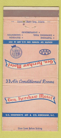 Matchbook Cover - Gen  Kershaw Motel Kershaw SC 30 Strike