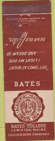Matchbook Cover - Bates College Lewiston ME