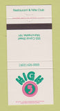 Matchbook Cover - High 5 Restaurant Manchester NH 30 Strike