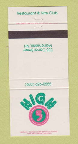 Matchbook Cover - High 5 Restaurant Manchester NH 30 Strike
