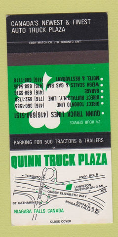 Matchbook Cover - Quinn Truck Plaza Niagara Falls ON SAMPLE 30 Strike