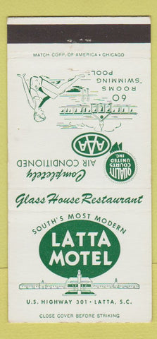 Matchbook Cover - Latta Motel Latta SC girlie 30 Strike