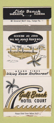 Matchbook Cover - Gulf Beach Hotel Court Sarasota FL WEAR 30 Strike