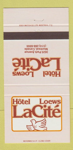 Matchbook Cover - Hotel Loews LaCite Montreal QC 30 Strike