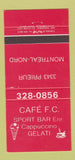 Matchbook Cover - Cafe FC Sport Bar Cappuccino Montreal QC 30 Strike