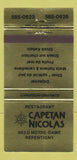Matchbook Cover - Restaurant Capetan Nicolas Repentigny QC 30 Strike