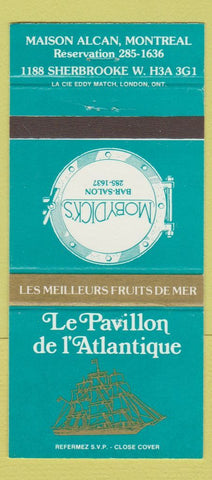 Matchbook Cover - La Pavillon de l Atlantique Moby Dick's Montreal QC 30 Strike