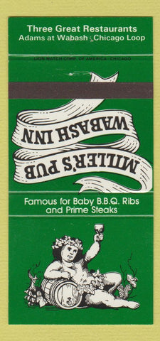 Matchbook Cover - Miller's Pub Wabash Inn Chicago IL 30 Strike