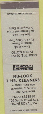 Matchbook Cover - Nu Look Cleaners Front Royal VA blue