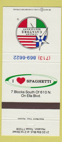 Matchbook Cover - Italian Cavatore Restaurant Houston TX 30 Strike