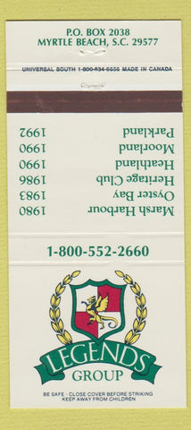 Matchbook Cover - Legends Group Myrtle Beach SC golf 30 Strike